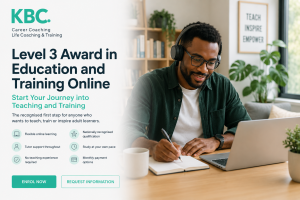 Adult learner studying for a Level 3 Award in Education and Training online qualification